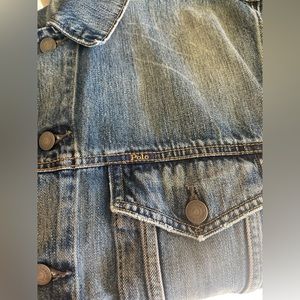 Polo Ralph Lauren Denim Trucker Jacket w/American Flag on Sleeve-Size XL
